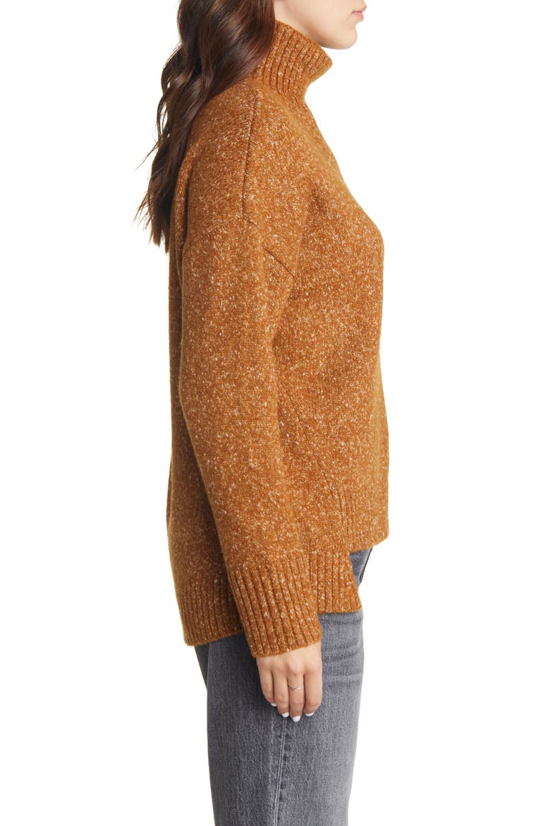 Women's Marled Mock Neck High-Low Tunic Sweater, Alternate, color, TAN DALE
