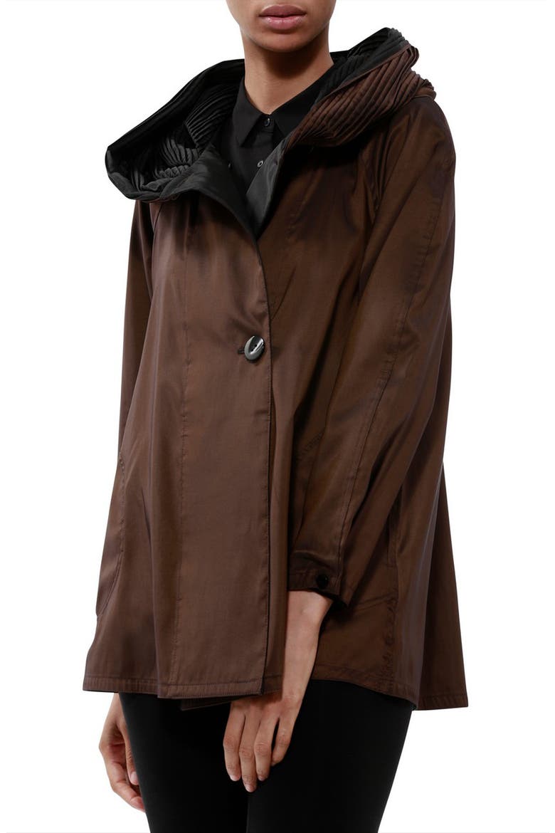 Mini Donatella Reversible Hooded Raincoat, Alternate, color, BROWN BLACK