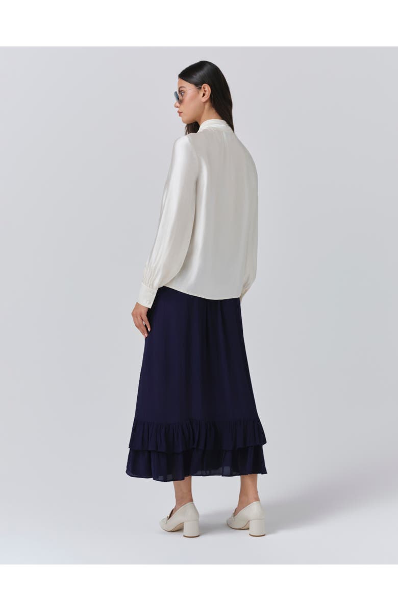 Ghost London Anna Satin Tie Neck Blouse, Alternate, color, Ivory