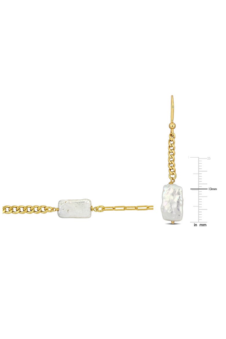 Cultured Freshwater Pearl Curb Chain Necklace & Earrings Set, Alternate, color, GOLD