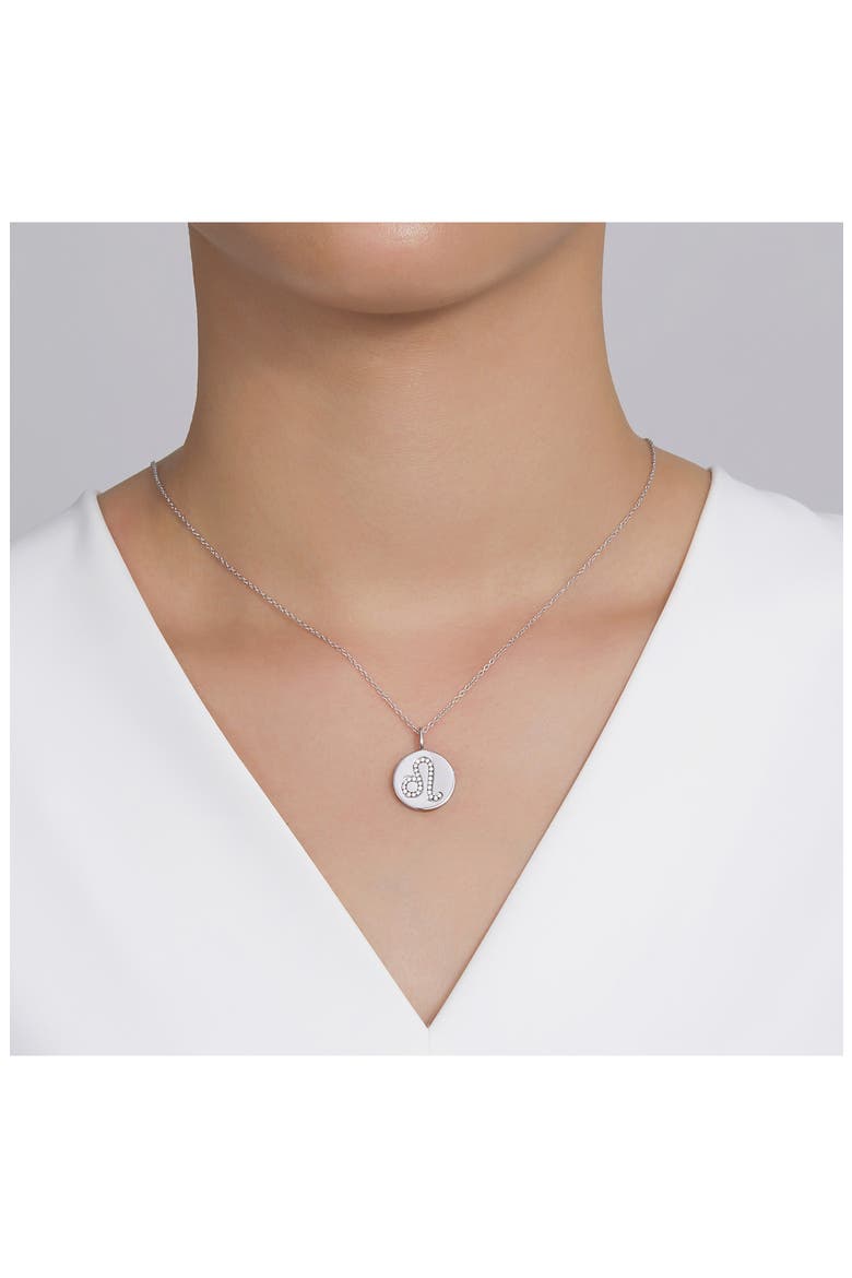 Simulated Diamond Leo Pendant Necklace, Alternate, color, SILVER