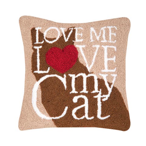 Cat Love Hooked Accent Throw Pillow, 18" x 18"