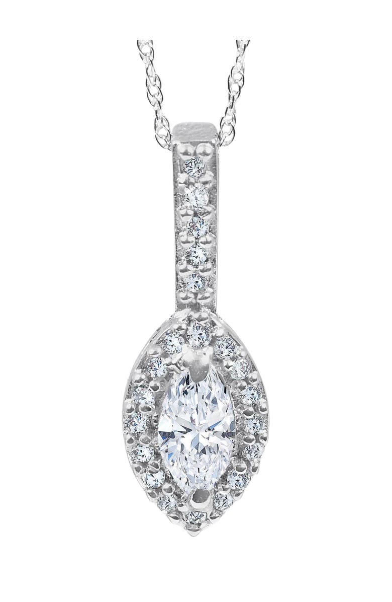 Bliss Diamond 1/2CT Marquise Halo Pave Lab Grown Diamond Solitaire Pendant 14K Gold, Main, color, 
