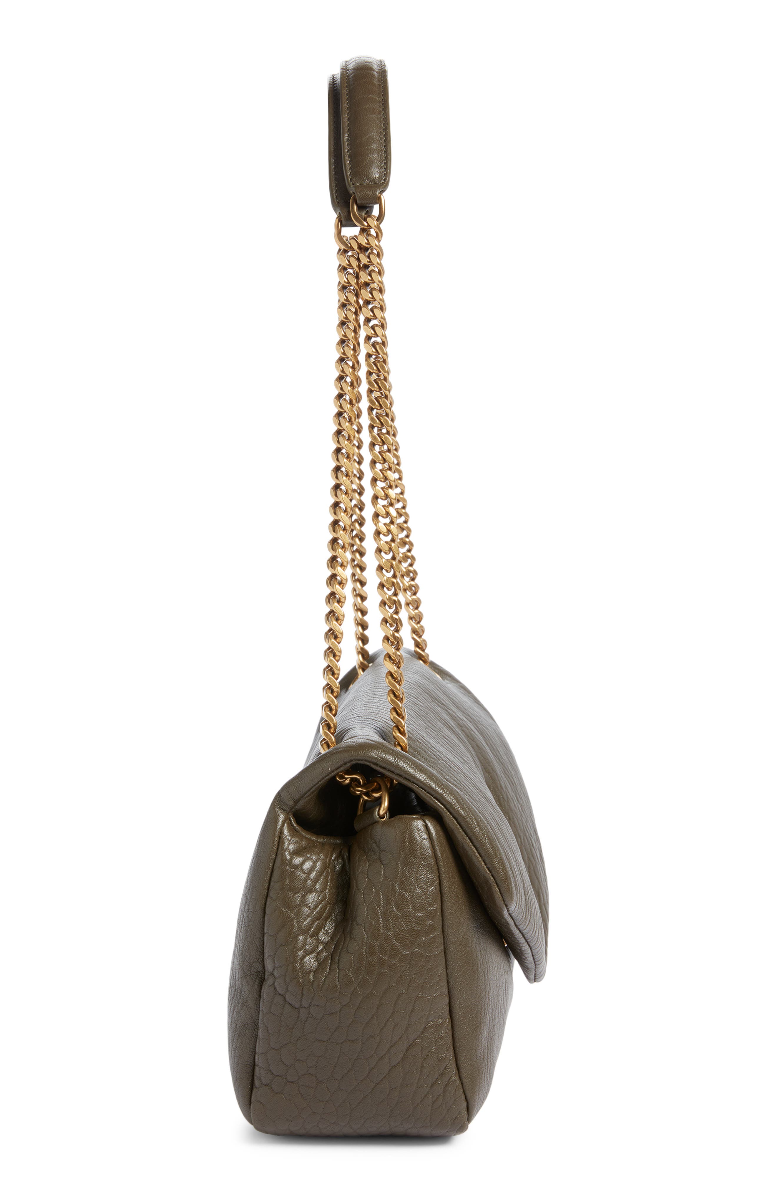 Saint Laurent Medium Calypso Leather Shoulder Bag, Alternate, color, Light Musk