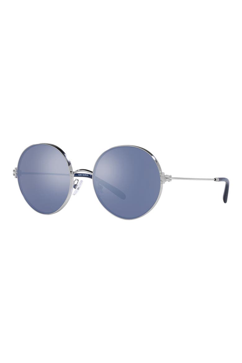 54mm Round Sunglasses, Alternate, color, SILVER