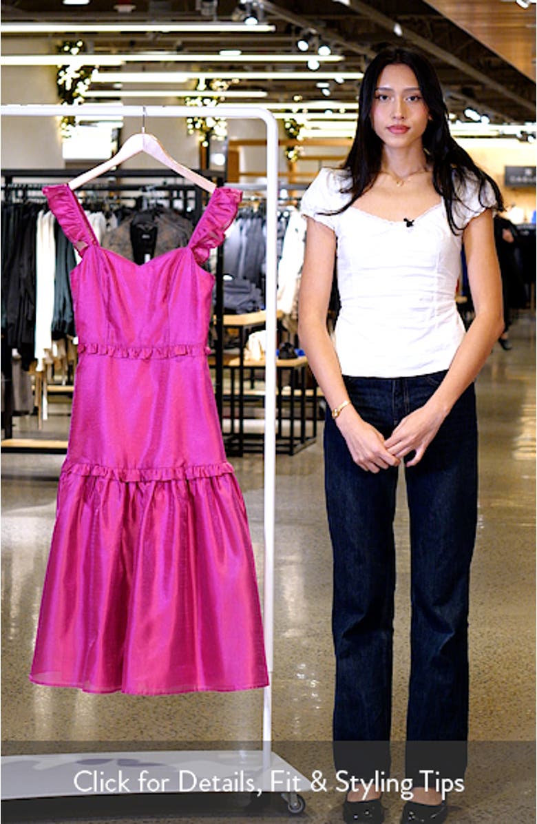 Ruffle Detail Textured Satin Dress, sales video thumbnail