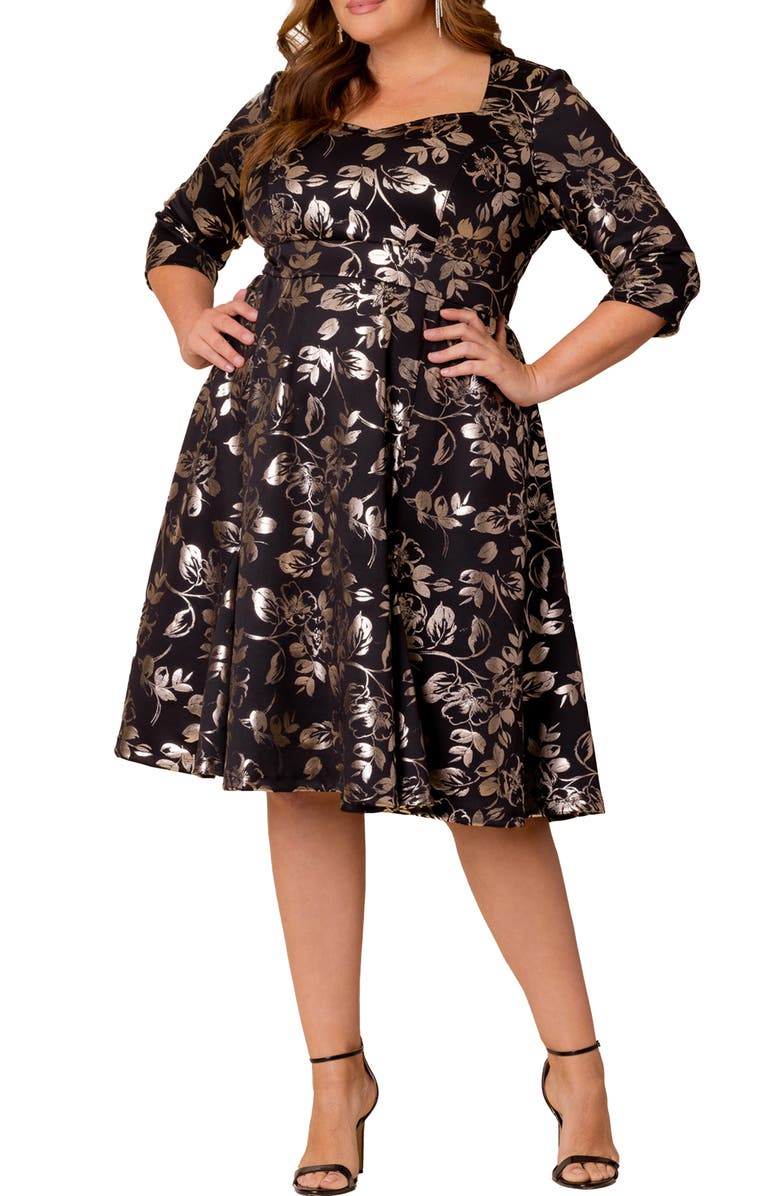 Kiyonna Royal Sweetheart Dress, Main, color, Gilded Noir