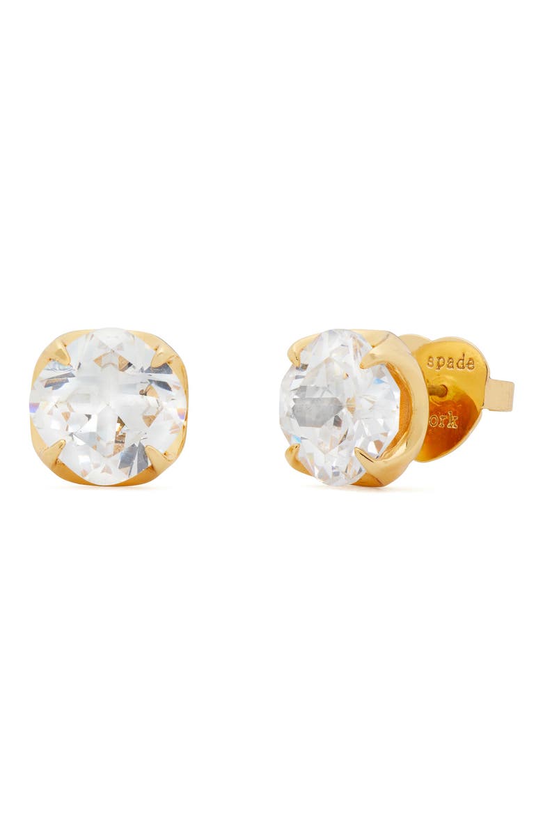 spade flower stud earrings, Alternate, color, CLEAR