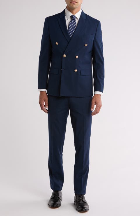 Slim Fit Solid Double Breasted Suit (Regular & Big)