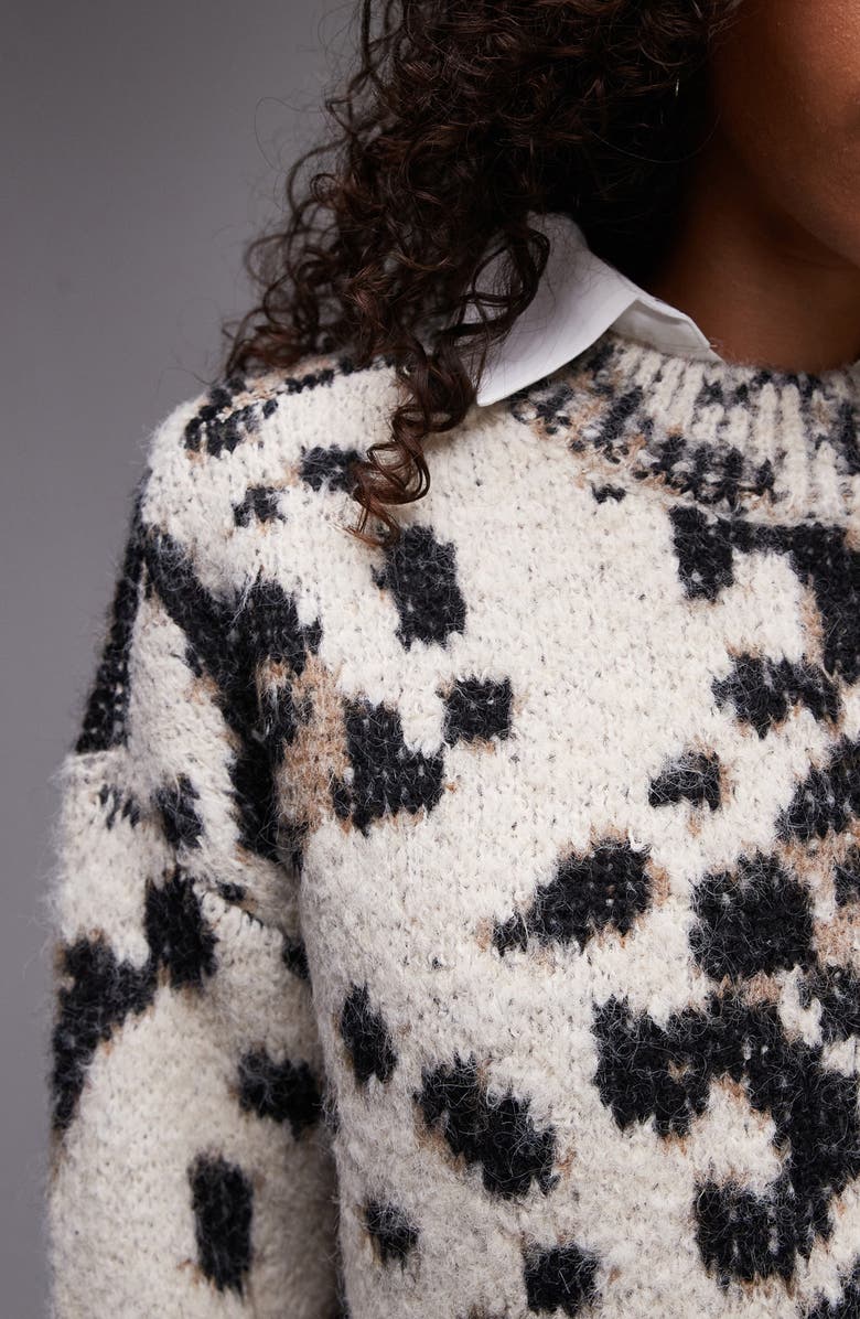Topshop Animal Spot Relaxed Sweater, Alternate, color, 