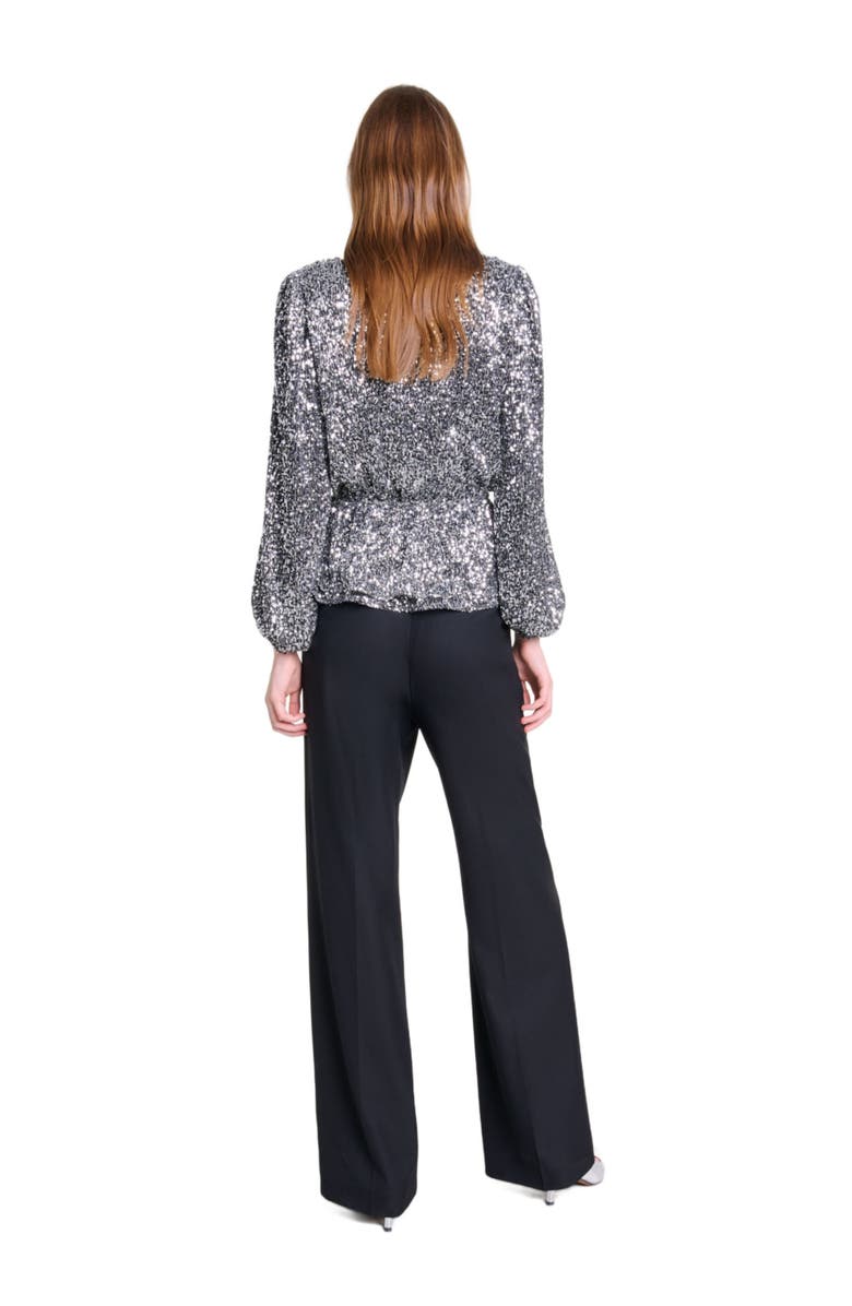 maje Smocked sequin top, Alternate, color, 