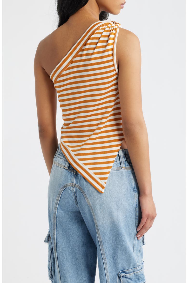 Knot My Vibe One-Shoulder Asymmetric Top, Alternate, color, BUTTER PECAN COMBO