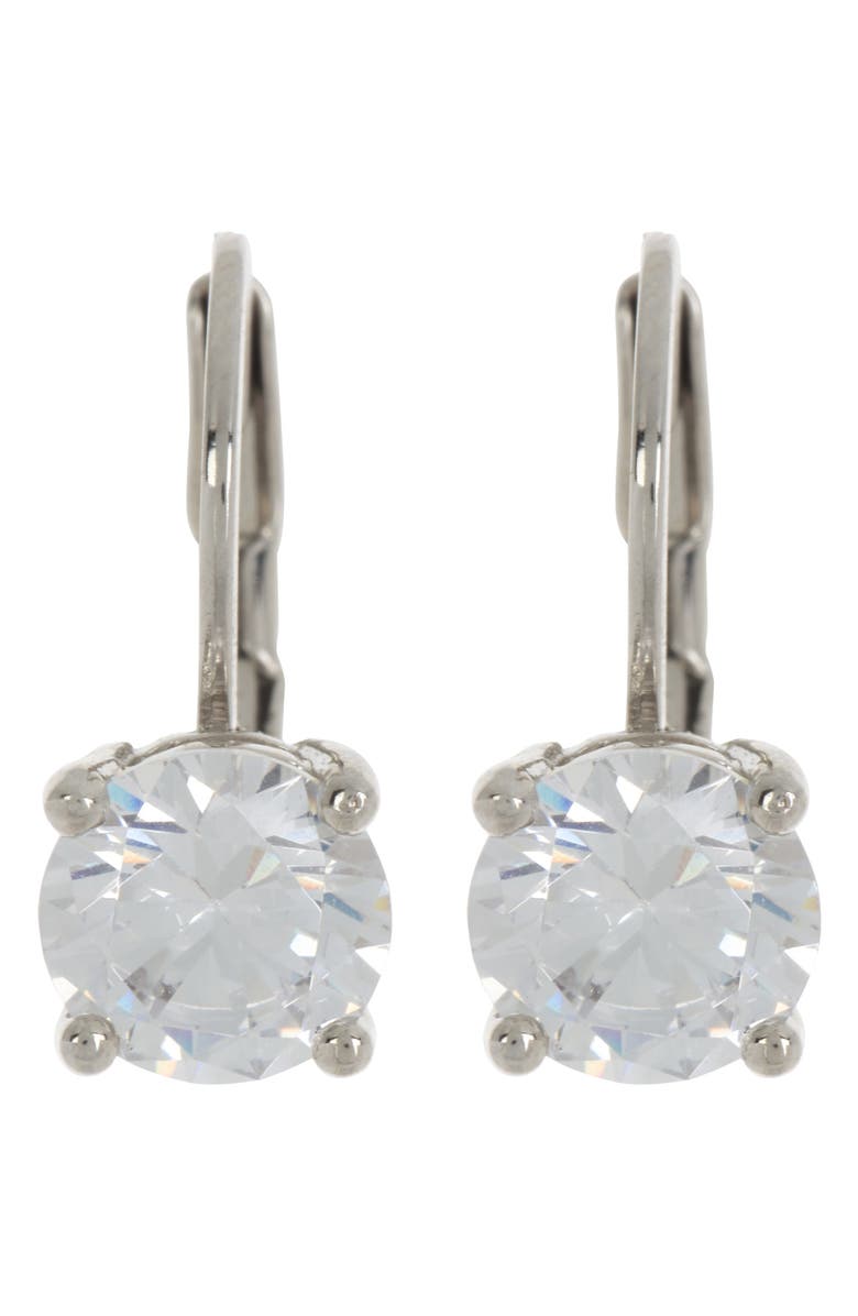 NORDSTROM RACK Solitaire CZ Drop Earrings, Main, color, Clear- Silver
