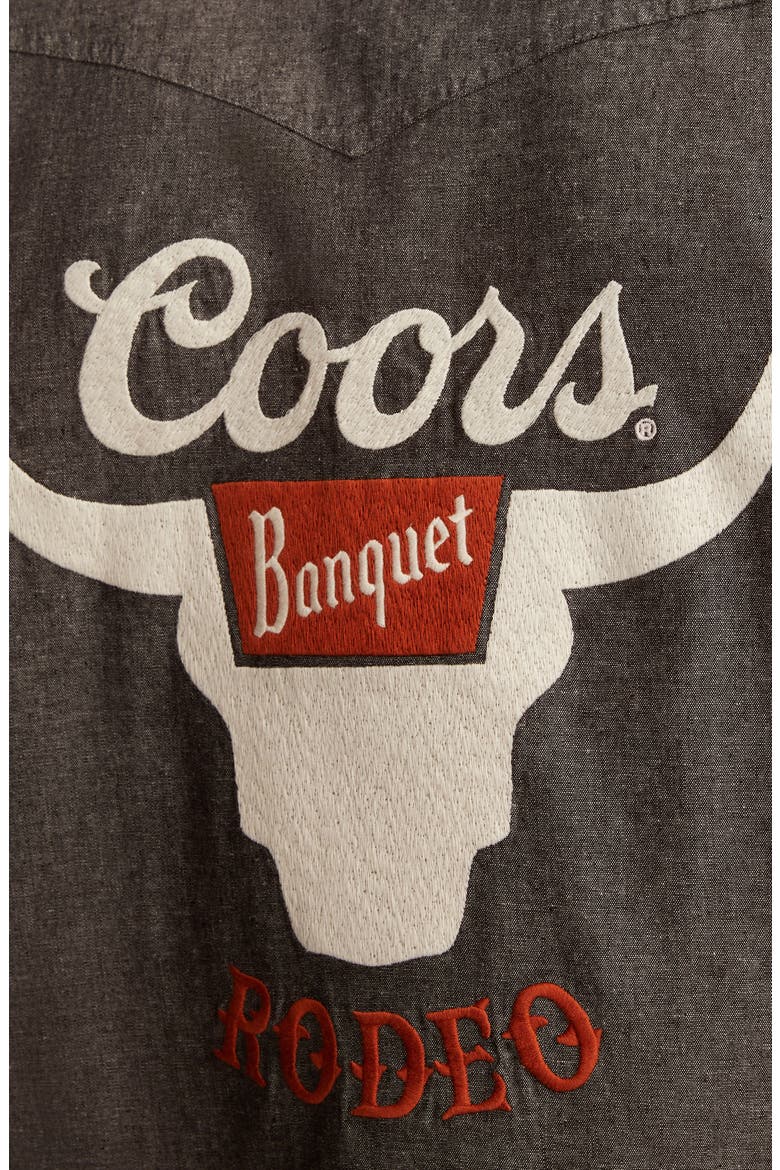 Coors® Rodeo Embroidered Cotton Graphic Snap-Up Western Shirt, Alternate, color, BLACK HEATHER