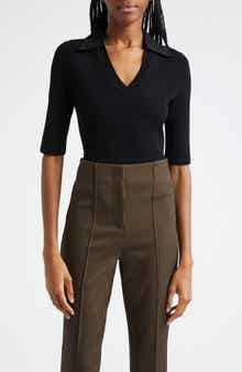 Veronica Beard Emily Johnny Collar Rib Knit Polo