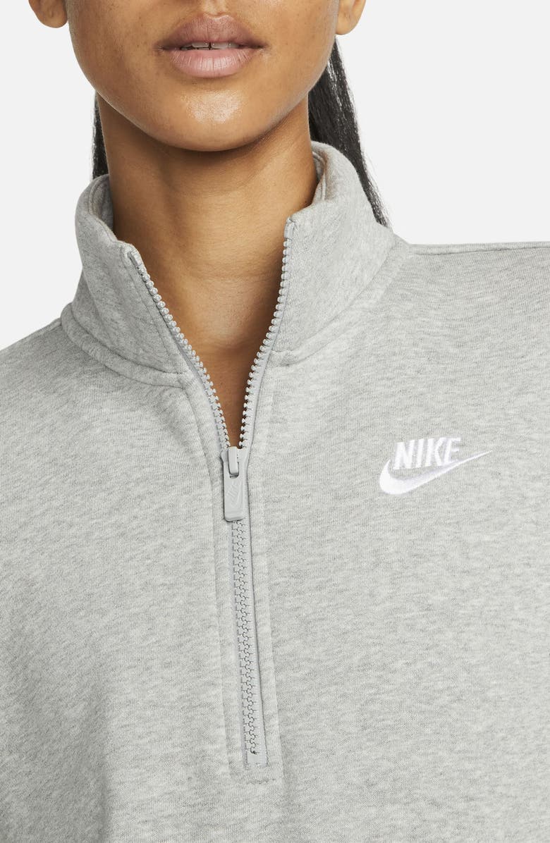 Nike Sportswear Club Fleece Quarter Zip Pullover, Alternate, color, Dark Grey Heather/ White