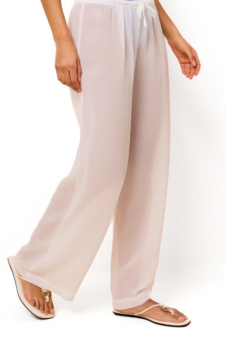 Ashling Pleated Sheer Cover-Up Pants, Alternate, color, OPTIC WHITE