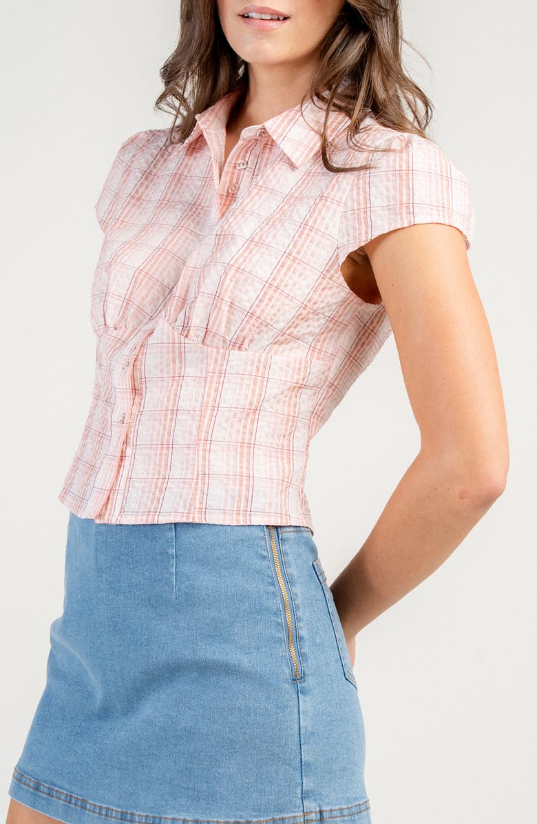 Beivy Textured Cotton Button-Up Shirt, Alternate, color, Pink