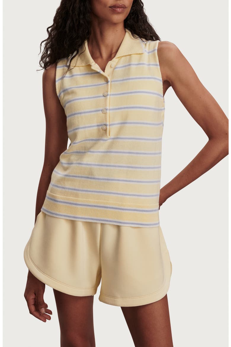 Rue Striped Polo Tank, Main, color, ANISE FLOWER / XENON BLUE