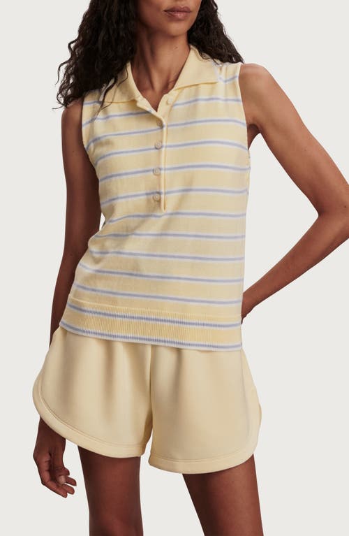 Varley Rue Striped Polo Tank in Anise Flower/xenon Blue at Nordstrom, Size X-Large