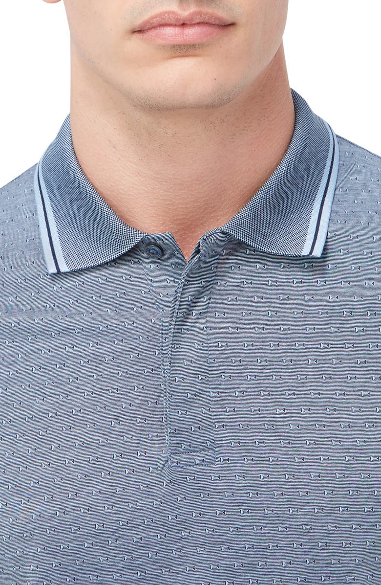 Bugatchi Jacquard Long Sleeve Polo, Alternate, color, Air Blue