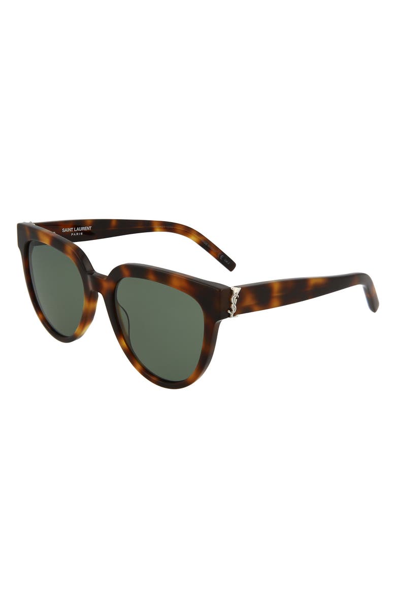 Saint Laurent 54mm Cat Eye Sunglasses, Alternate, color, Havana Havana Green