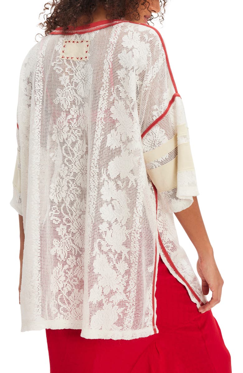 Free People Best Match Oversize Lace Mesh T-Shirt, Alternate, color, Clean Ivory Combo