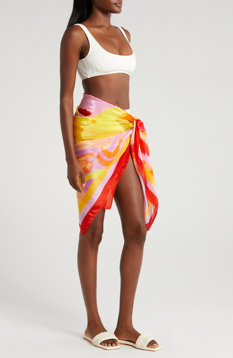 FARM Rio Painted Fishes Panneaux Cover-Up Sarong, Alternate, color, 