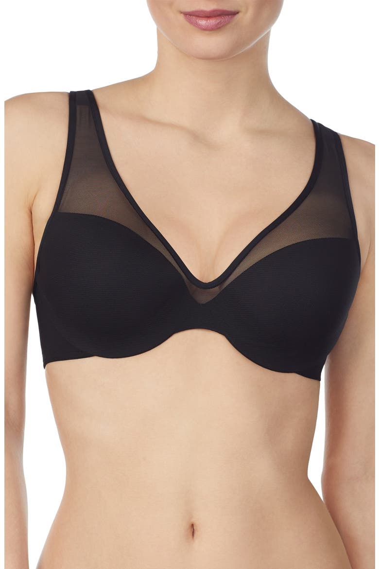 Sheer Illusion Underwire Demi Bra, Main, color, BLACK