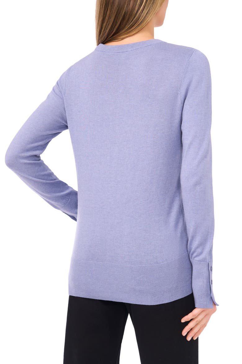 Button Cuff Crewneck Sweater, Alternate, color, STONEWASH