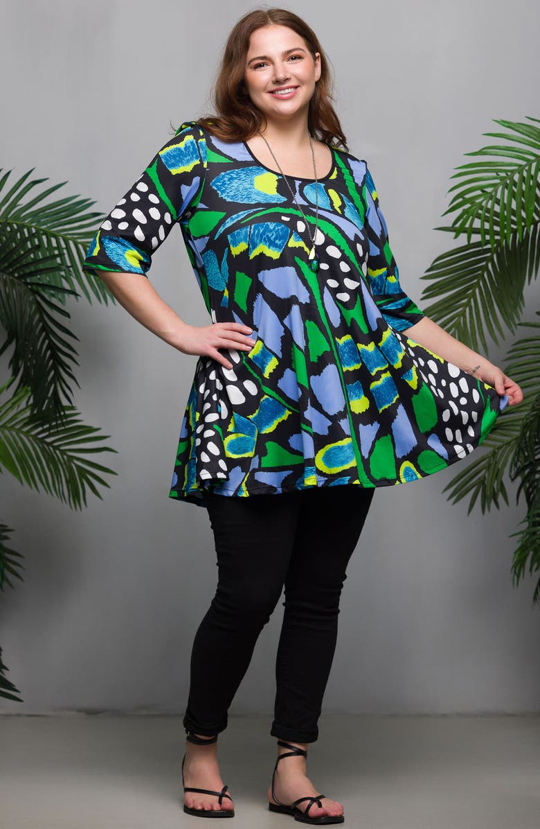 24seven Comfort Apparel Casual Stretch Jersey Tunic Top, Alternate, color, 