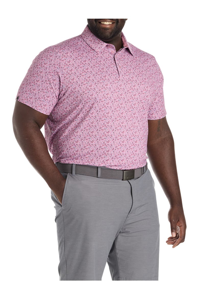Big & Tall Confetti-Print Performance Polo Shirt, Main, color, MESA ROSE