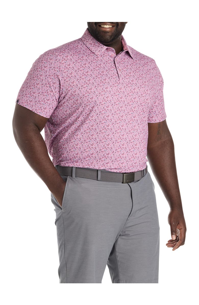 Callaway Big
Tall Confetti-Print Performance Polo Shirt, Main, color, Mesa Rose