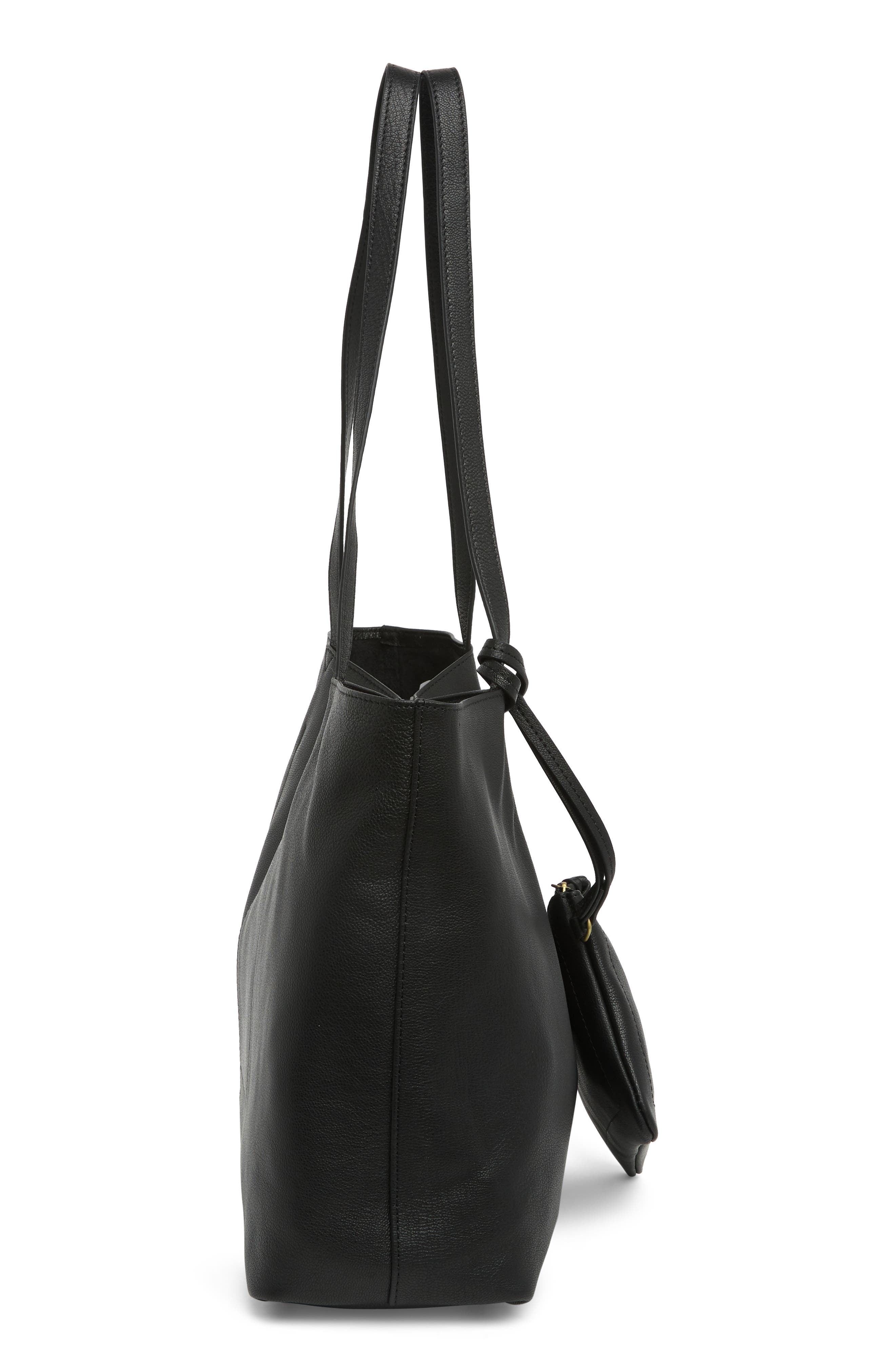 Mora Leather Tote, Alternate, color, BLACK
