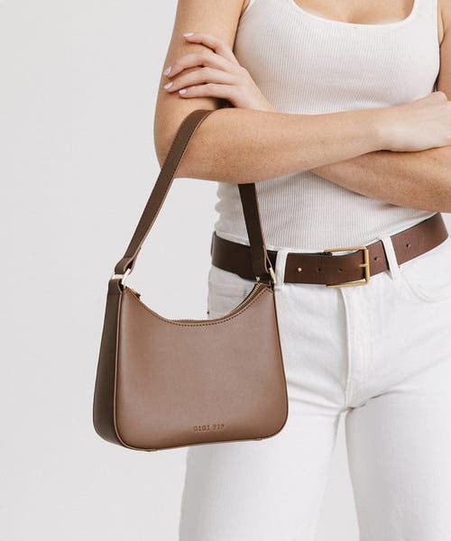 Gigi Pip Lyra Classic Genuine Leather Handbag In Chocolate
