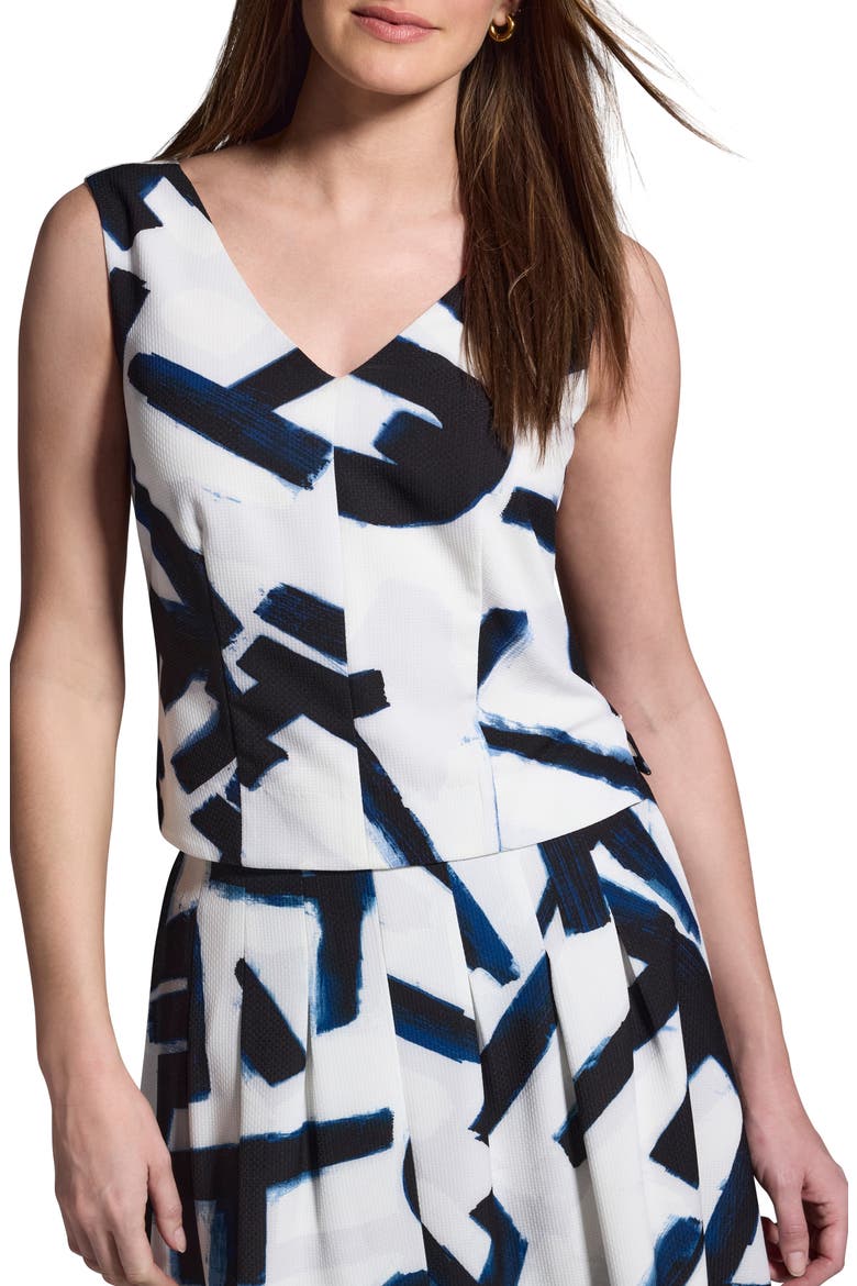 Iconic Letterpress Print Sleeveless V-Neck Knit Top, Main, color, BLACK MULTI