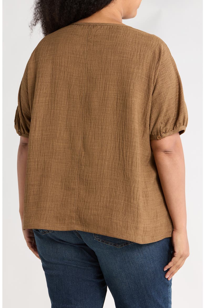 Bubble Short Sleeve Top, Alternate, color, HEATHER UMBER