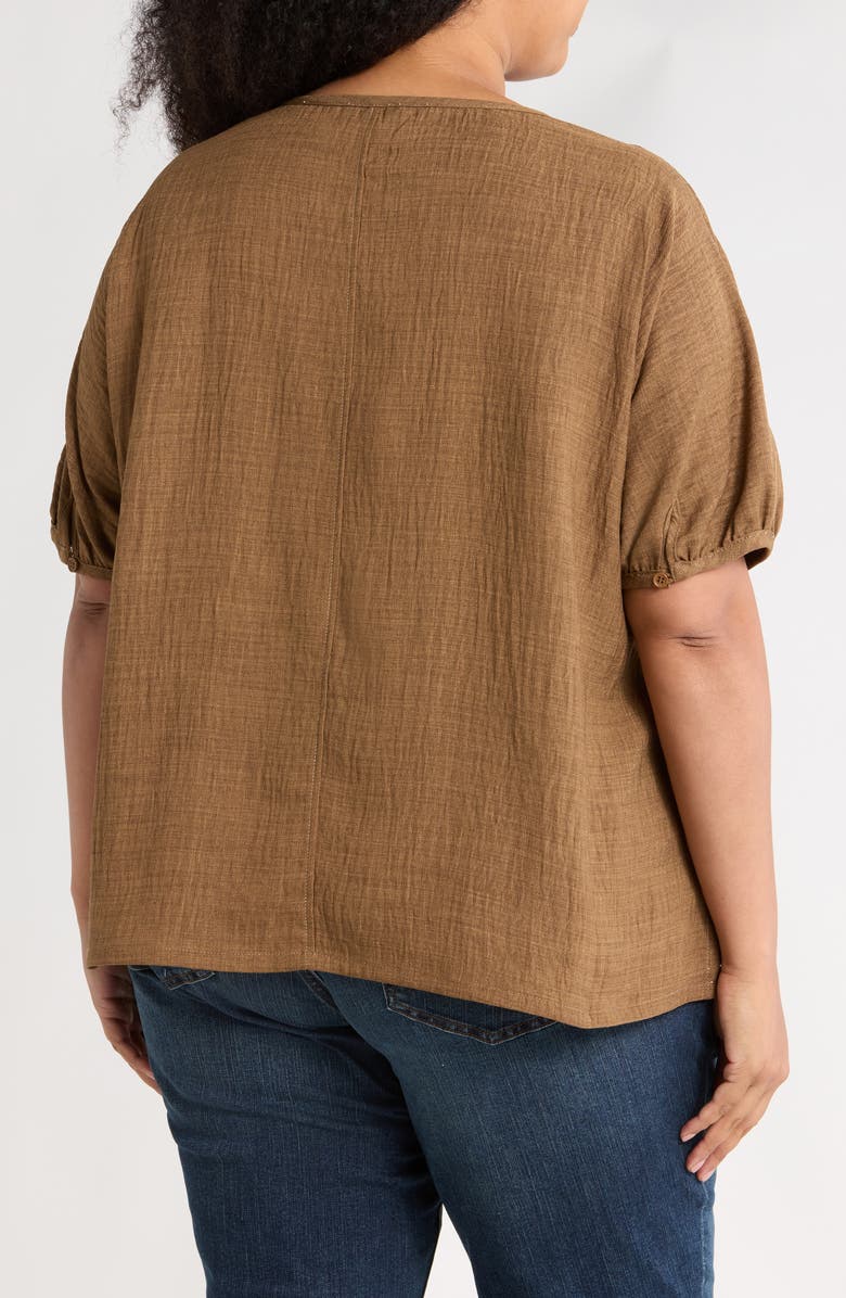 MAX STUDIO Bubble Short Sleeve Top, Alternate, color, Heather Umber