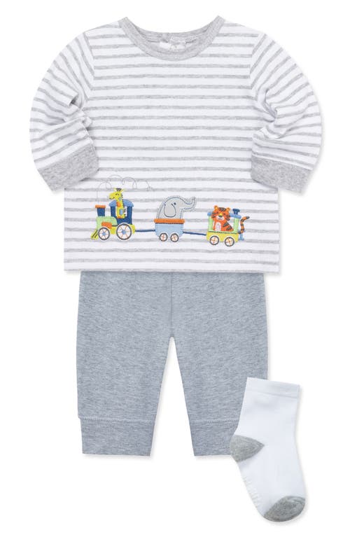 Shop Little Me Safari Train T-shirt, Joggers & Socks Set In Grey