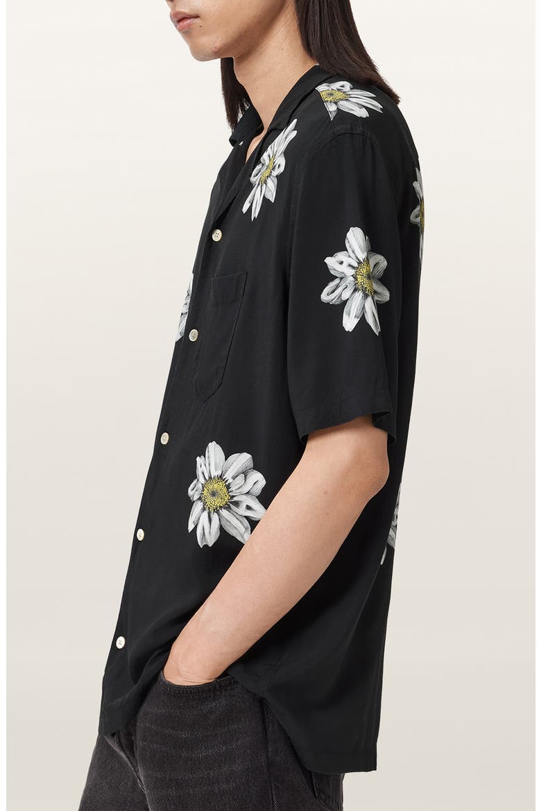 Petal Camp Shirt, Alternate, color, JET BLACK