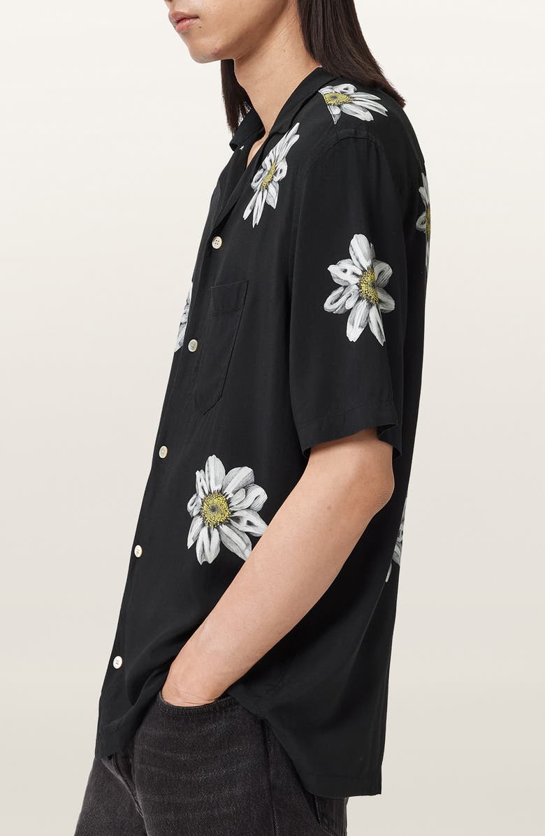 AllSaints Petal Camp Shirt, Alternate, color, Jet Black