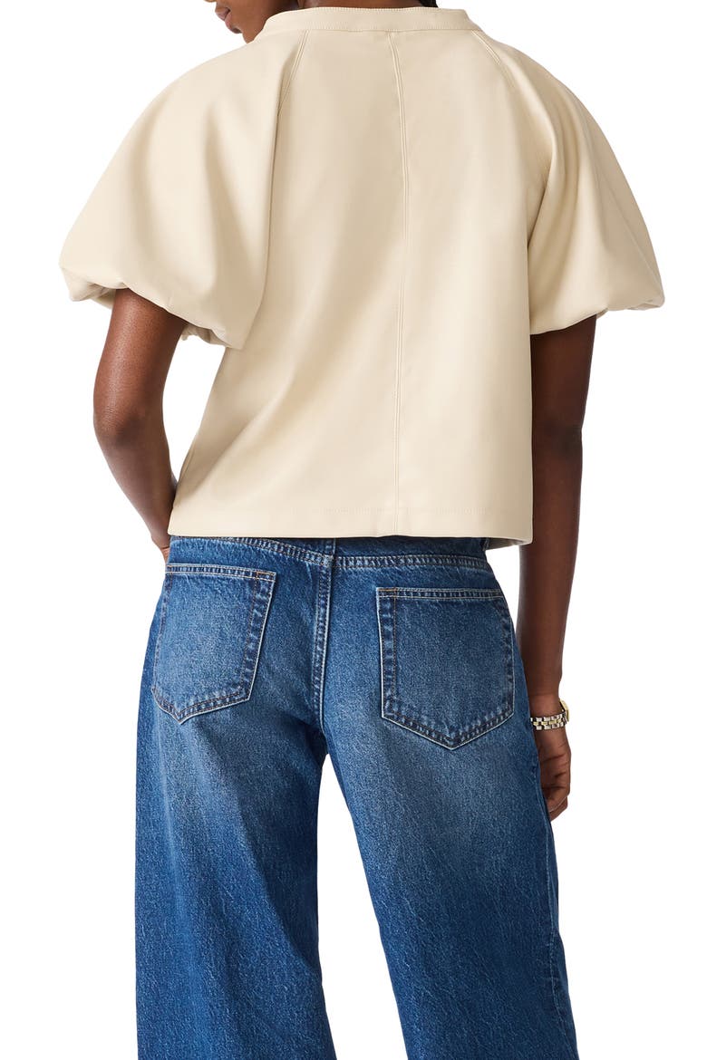 Cecila Faux Leather Top, Alternate, color, BONE