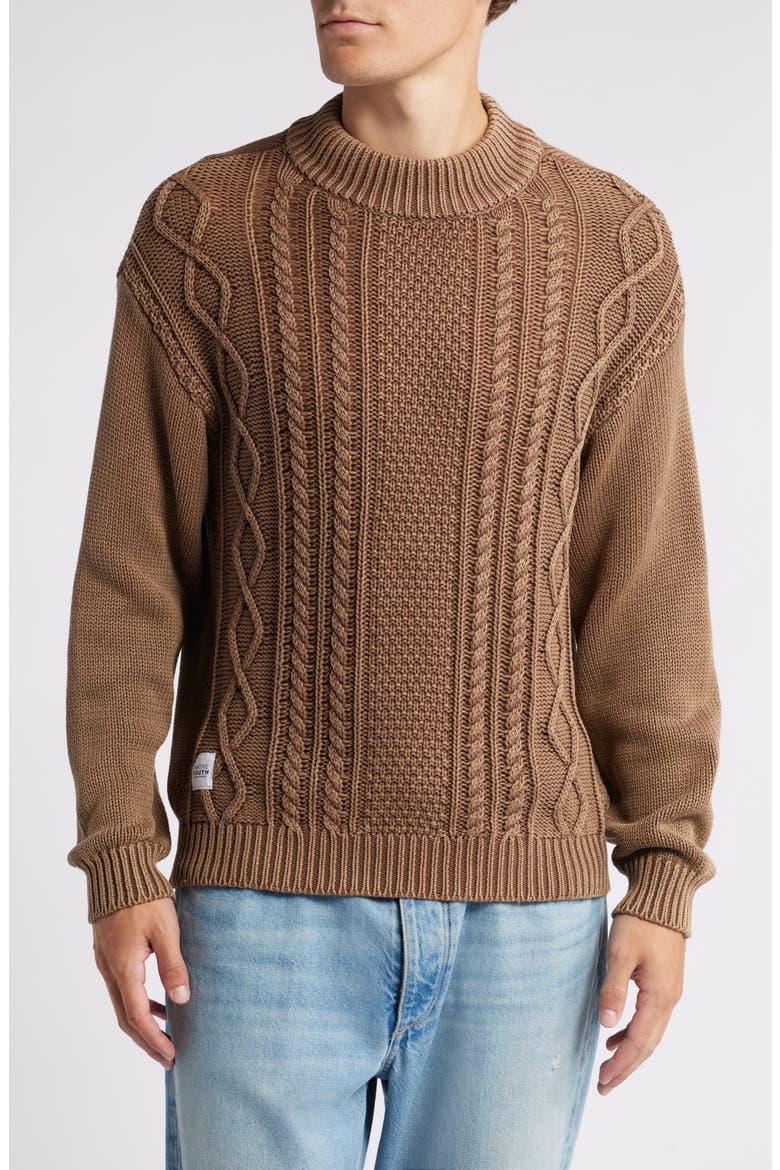 Cable Stitch Sweater, Main, color, BROWN