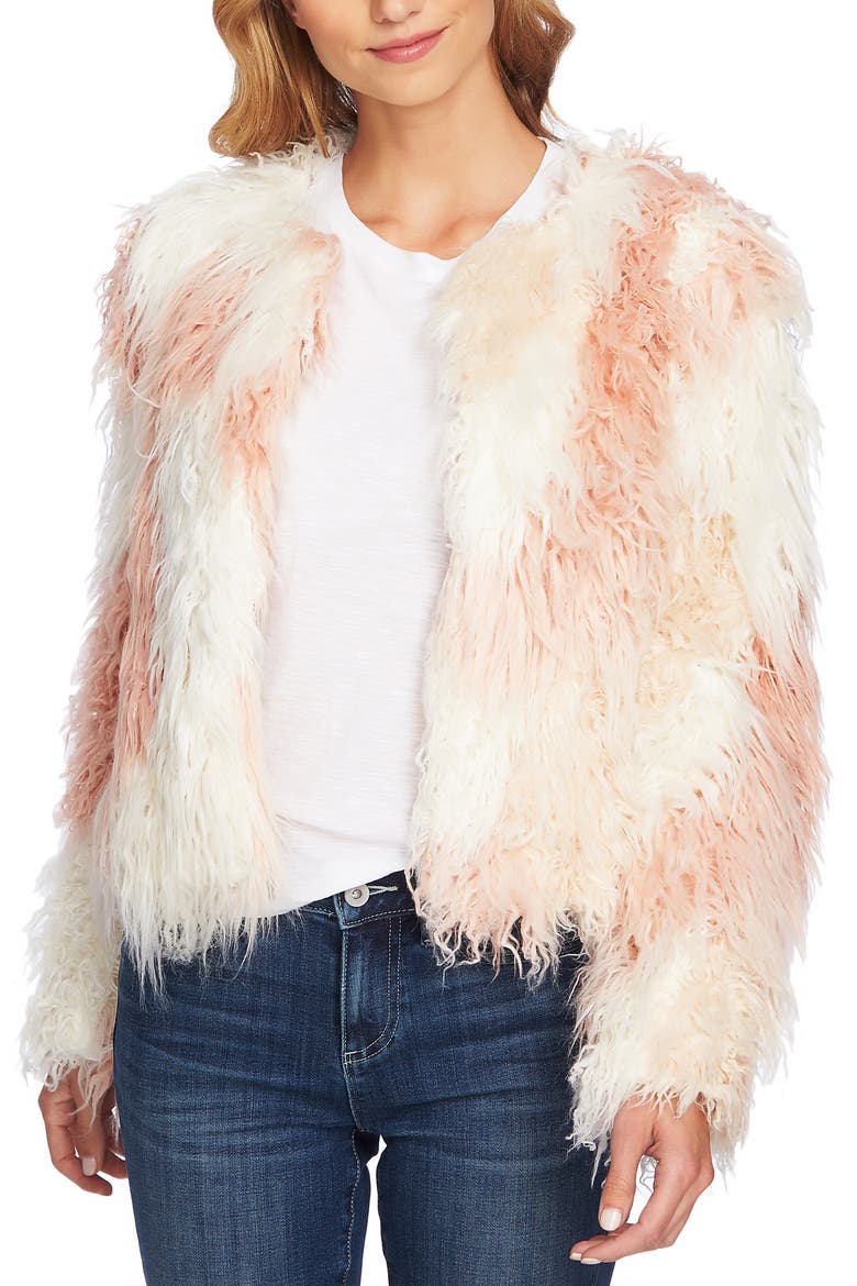 Shaggy Patchwork Faux Fur Jacket, Alternate, color, ANTIQUE WHITE