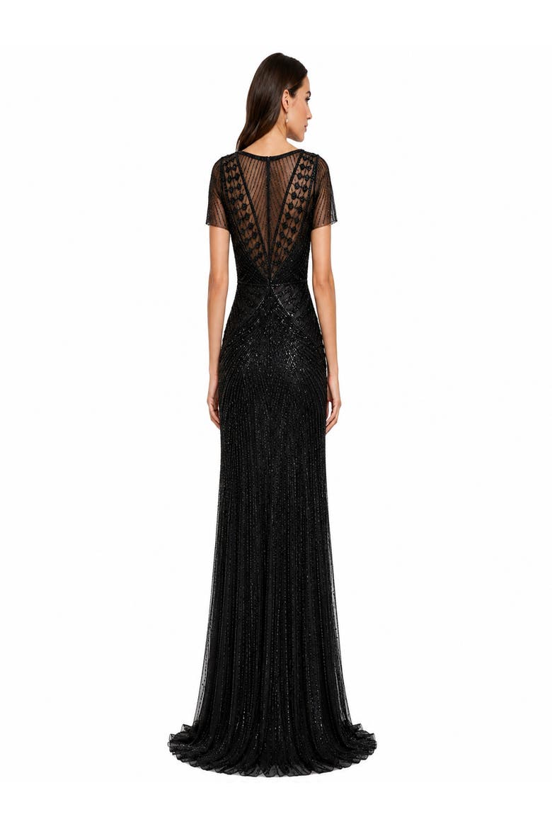 High Neck Beaded Gown, Alternate, color, Black