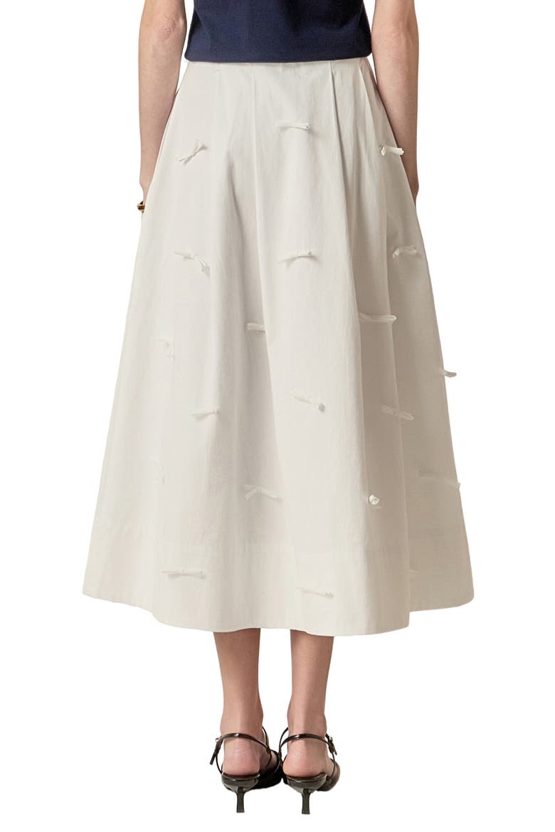 Bow Detail Poplin Midi Skirt, Alternate, color, WHITE