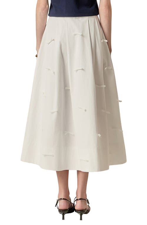 English Factory Bow Detail Poplin Midi Skirt In White