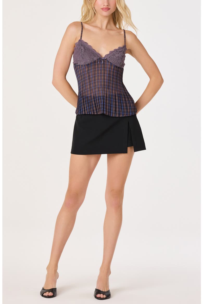 Haleigh Pleated Lace Camisole, Alternate, color, BLUE PLAID MULTI
