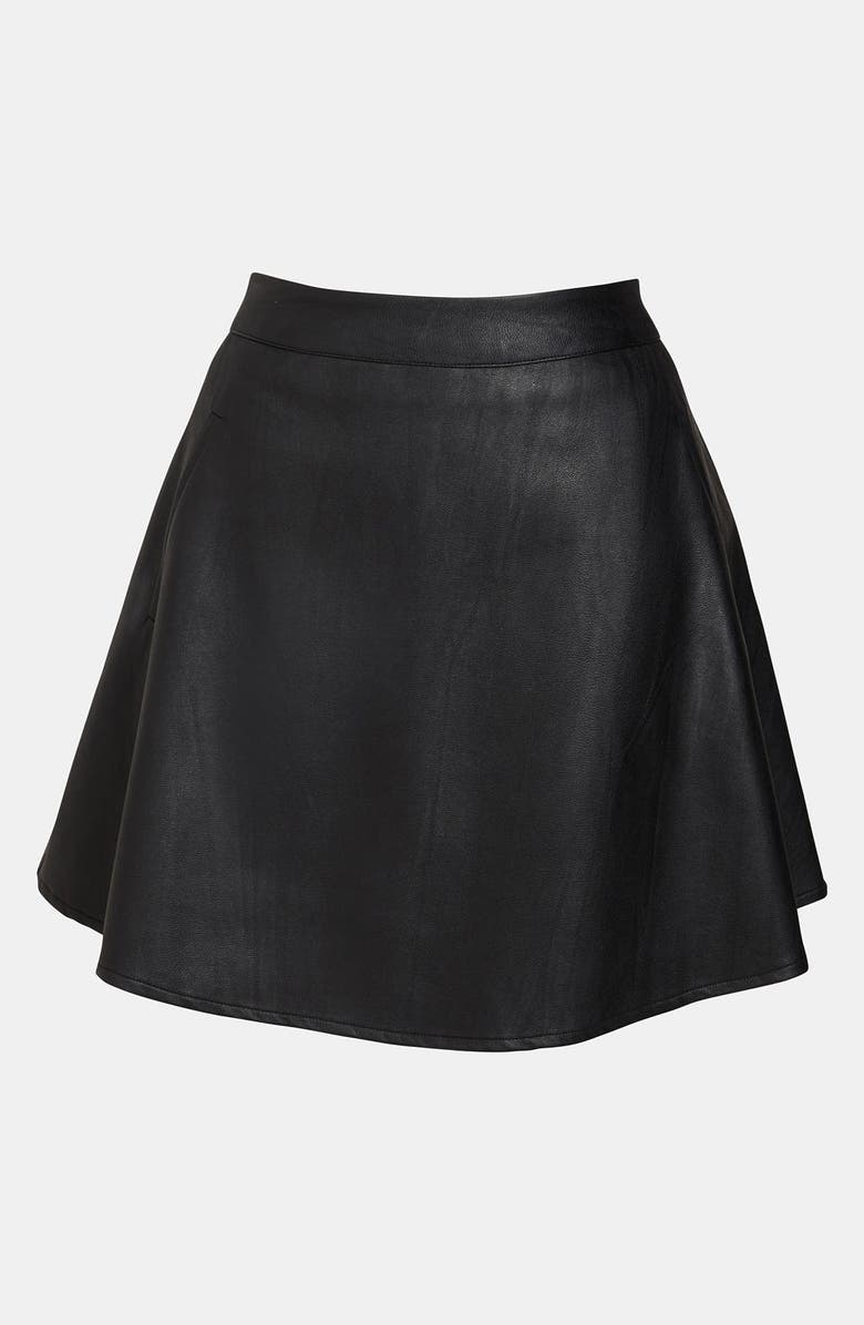 ASTR the Label ASTR Faux Leather Skater Skirt, Main, color, 