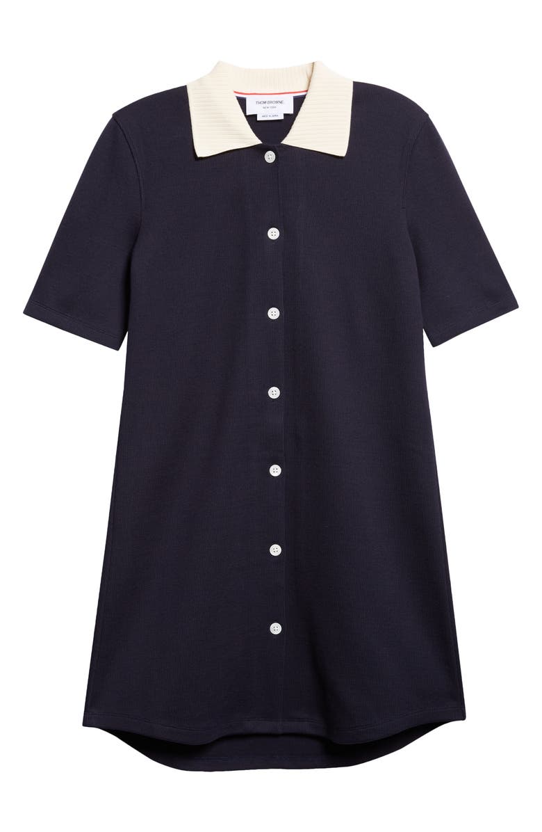 Thom Browne Cotton Polo Minidress, Alternate, color, Navy